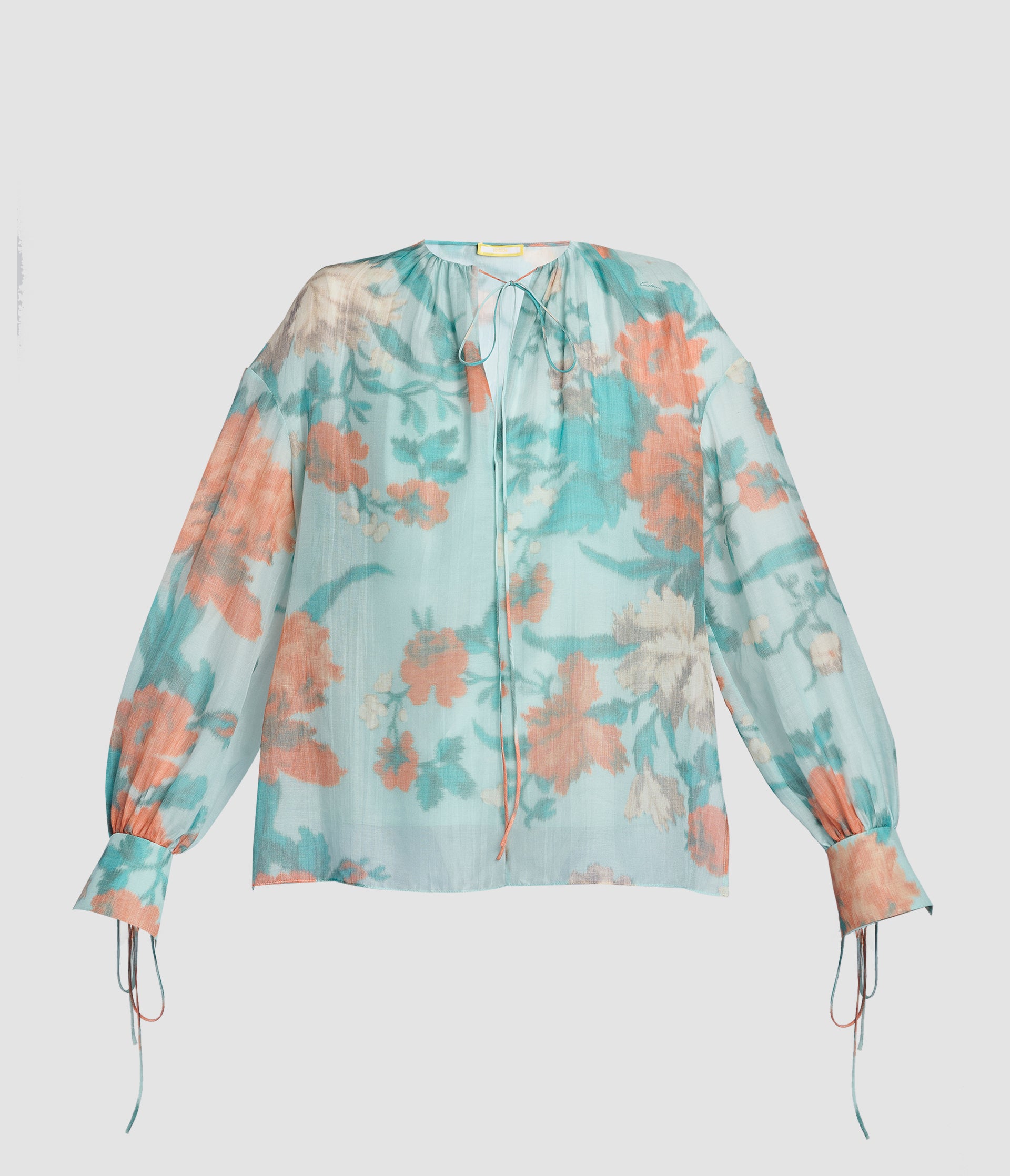 Cotton Silk Voile Long Sleeve Blouse