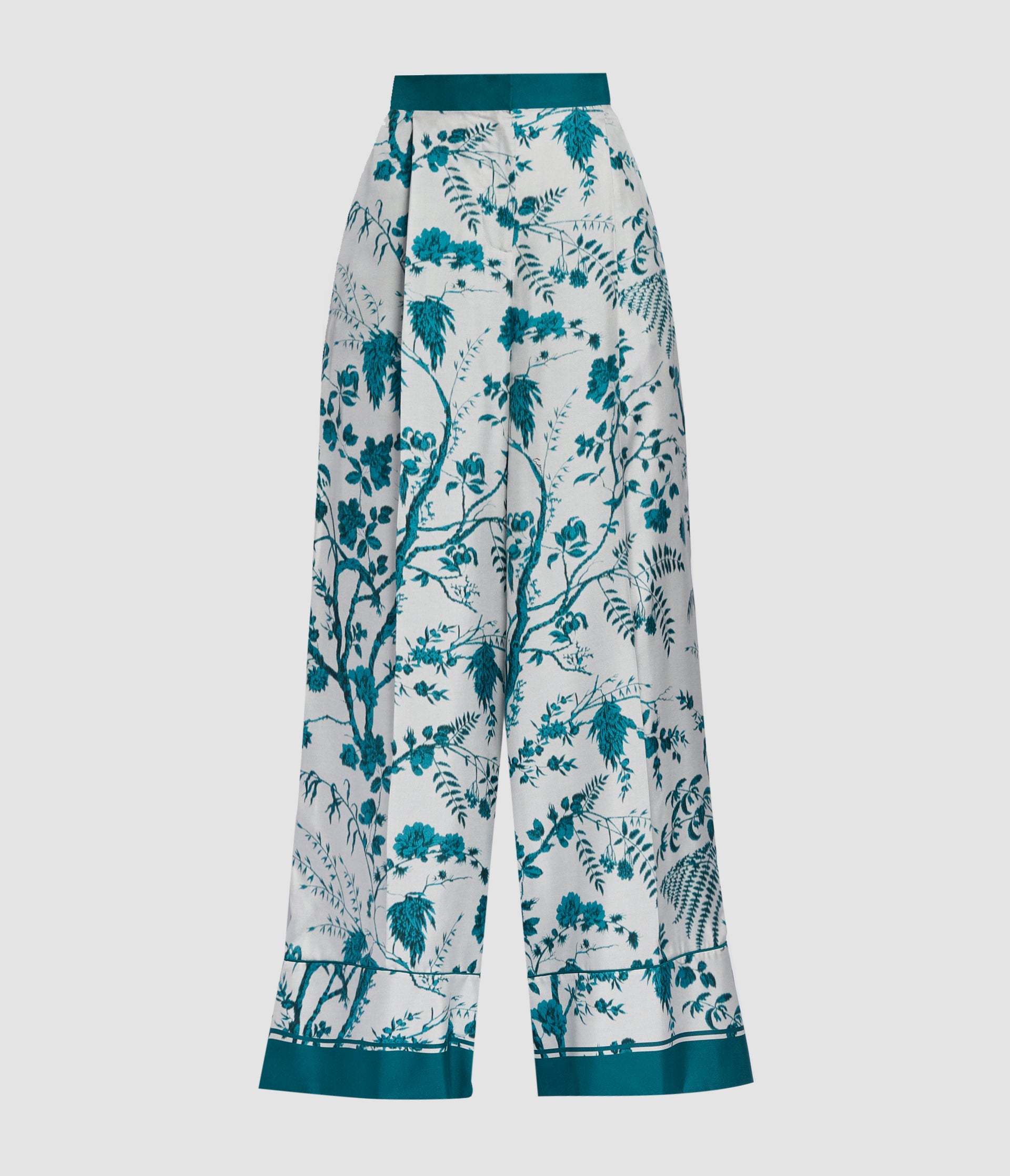 Botanical Print Silk Twill Pyjama Trouser