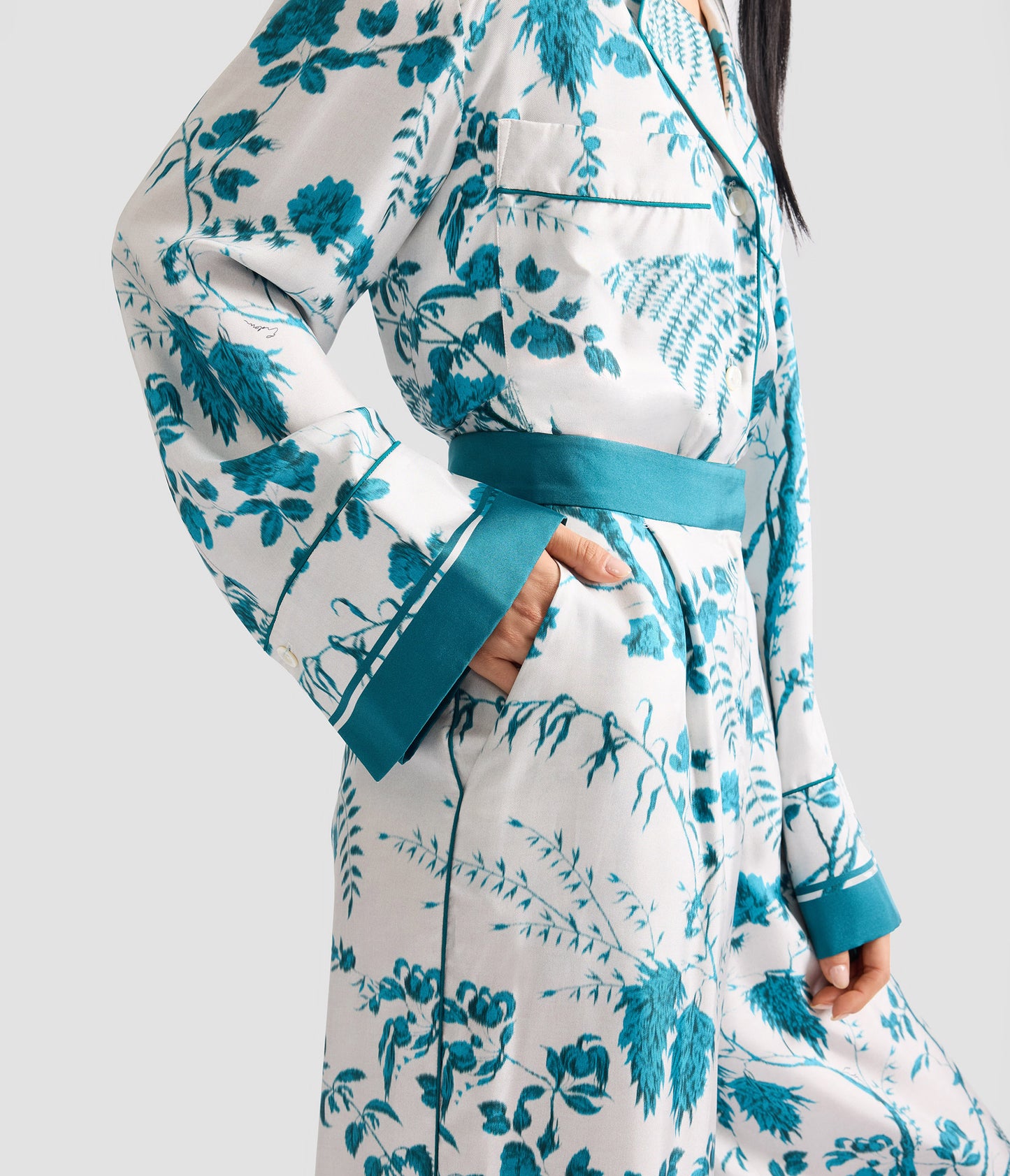 Botanical Print Silk Twill Pyjama Trouser