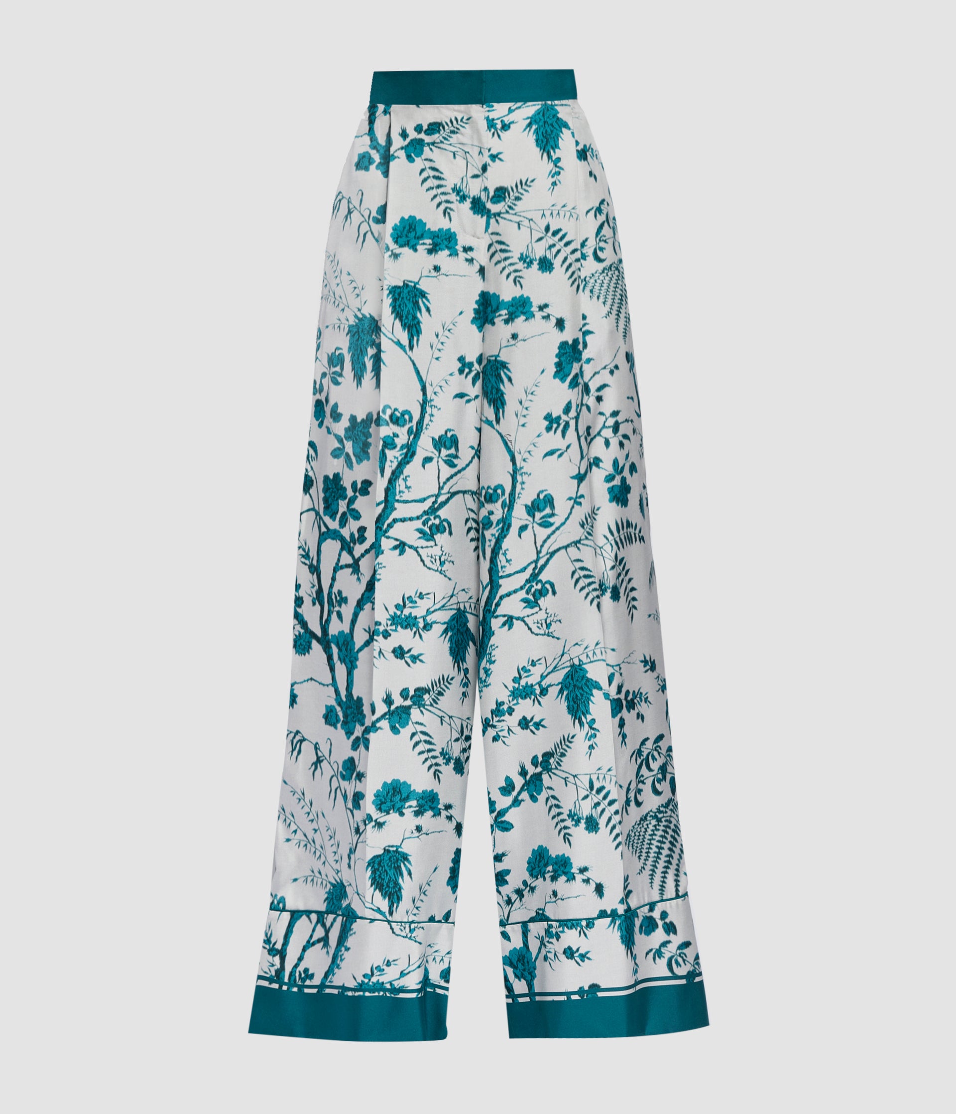 Botanical Print Silk Twill Pyjama Trouser