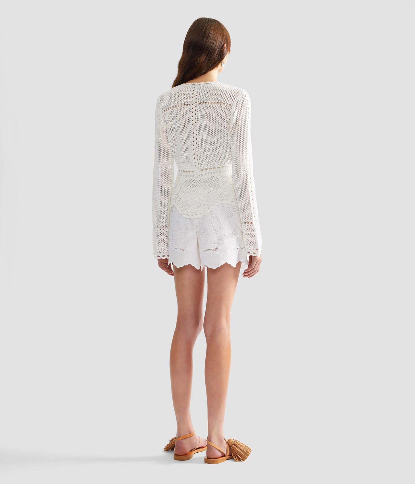 Floral Cotton Cutwork Tailored Shorts