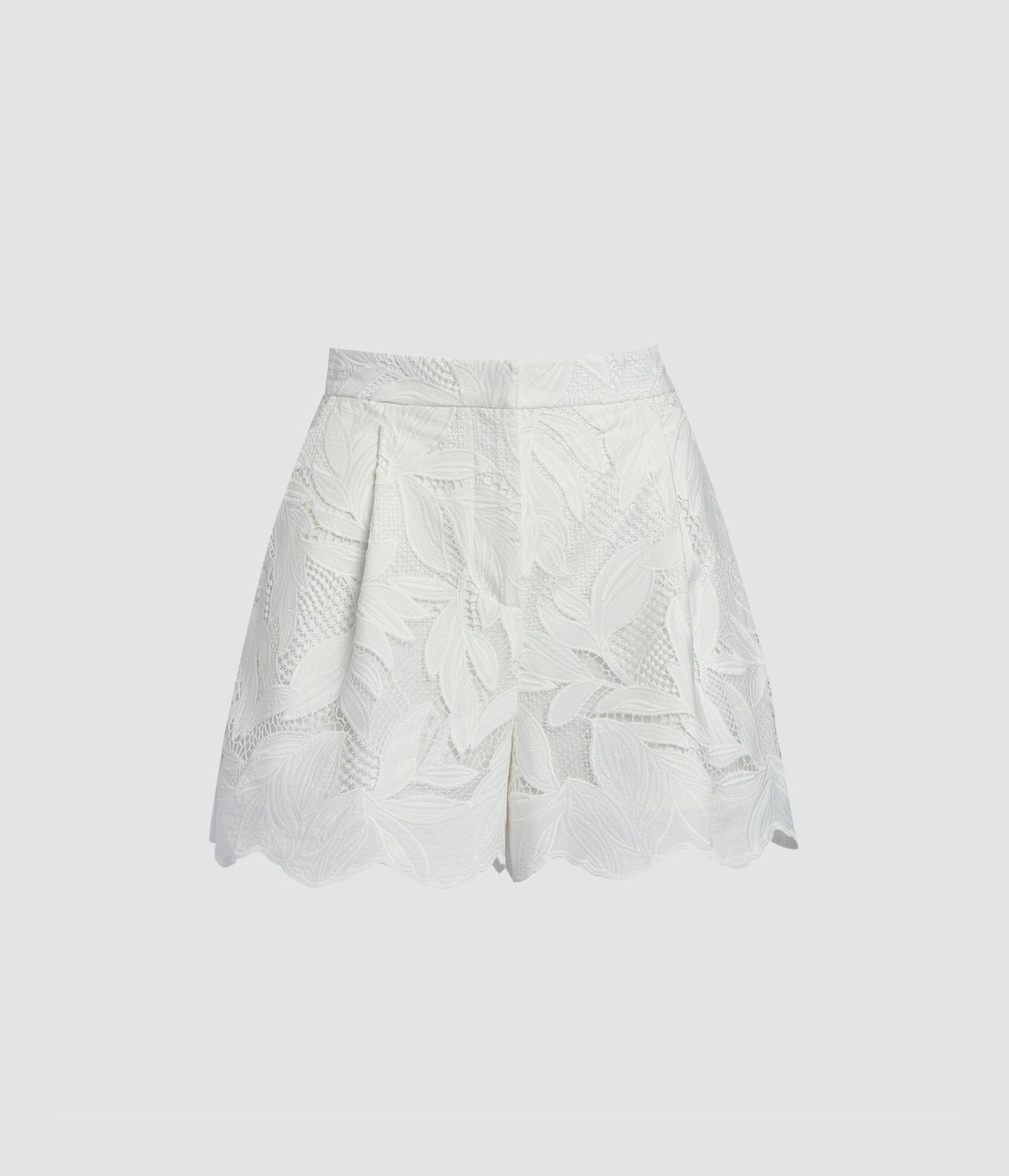 Floral Cotton Cutwork Tailored Shorts
