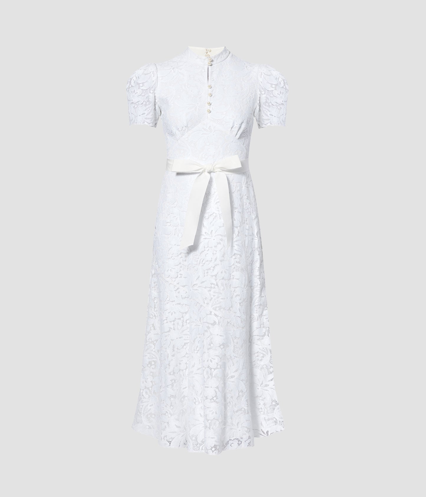 Lauren White Lace Puff Sleeve Dress