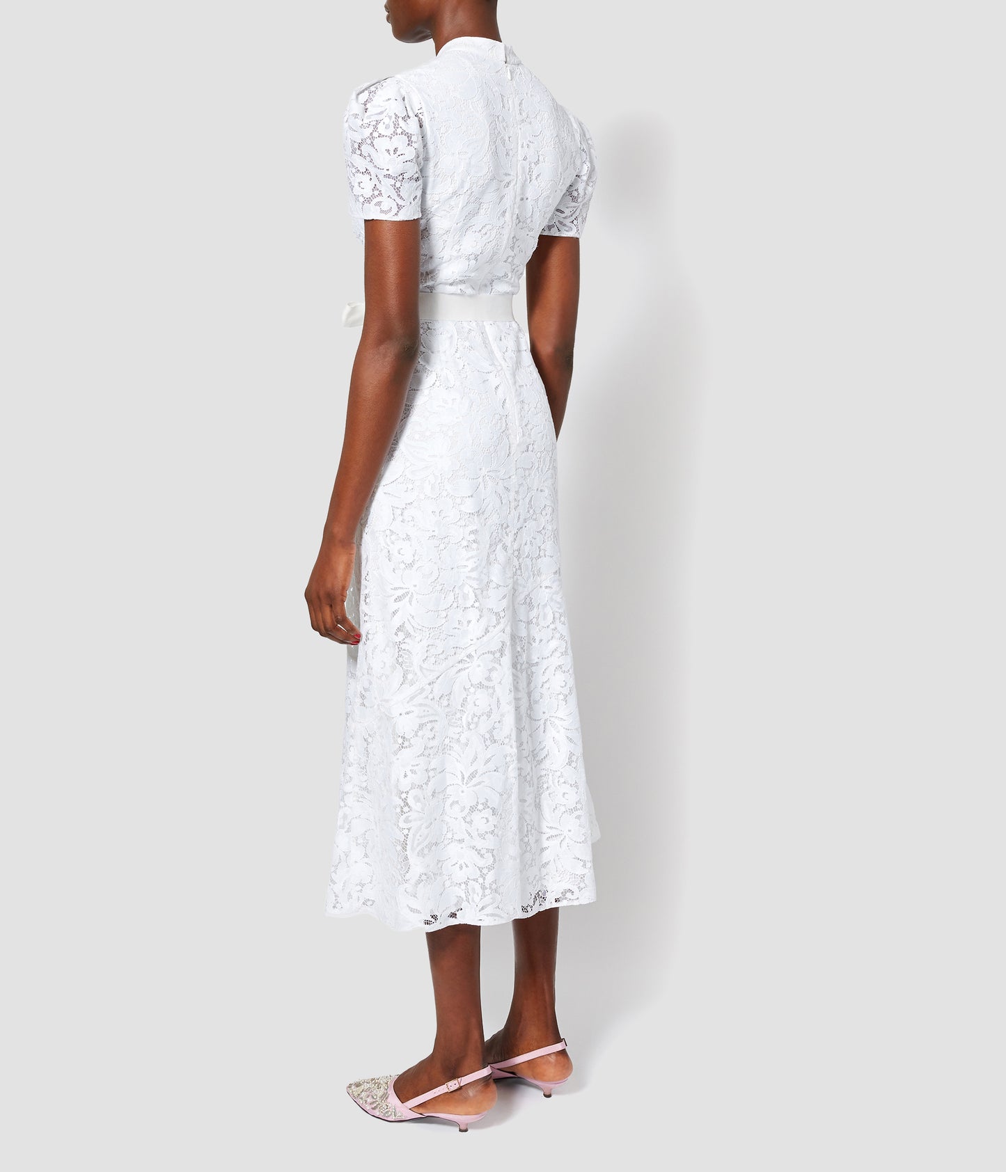 Lauren White Lace Puff Sleeve Dress