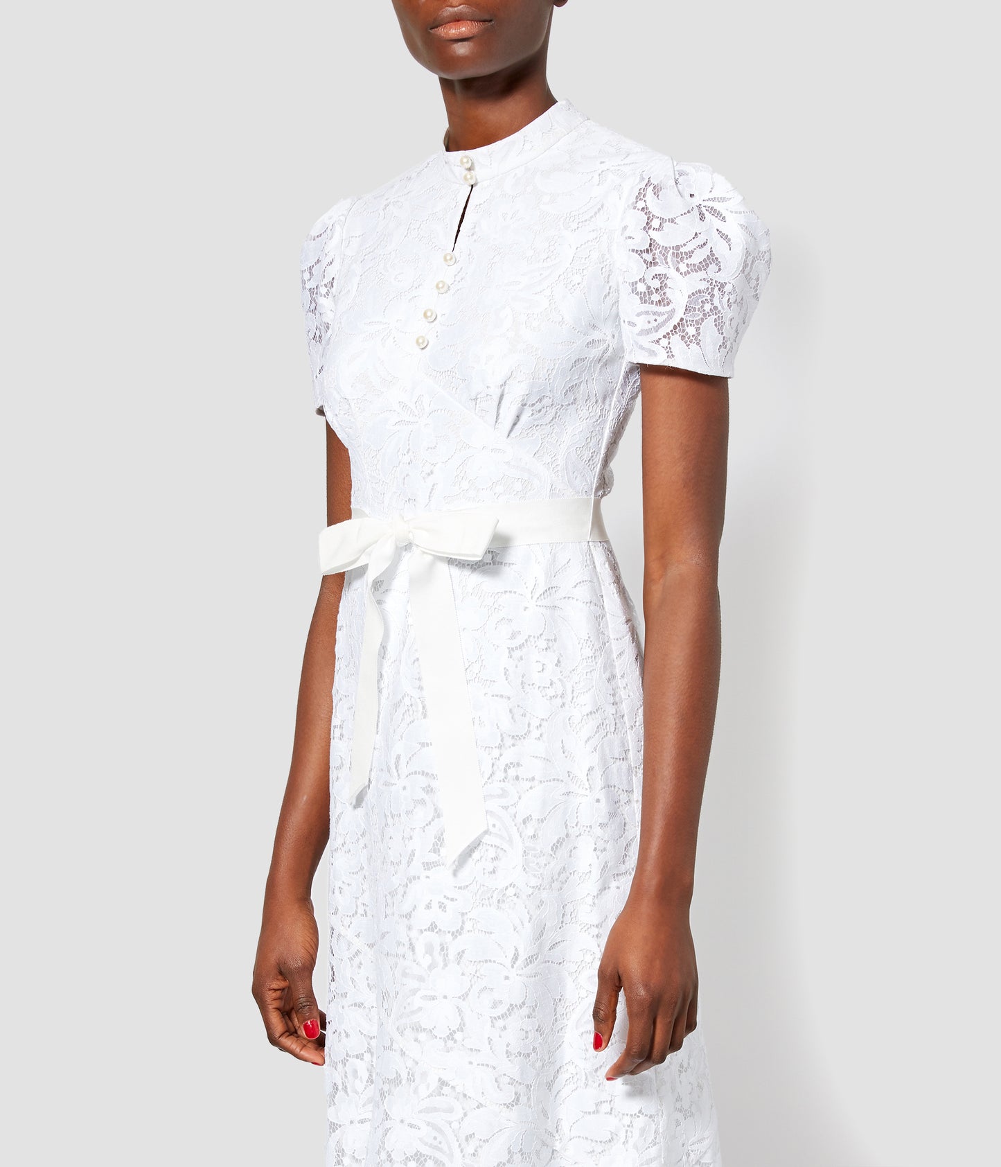 Lauren White Lace Puff Sleeve Dress