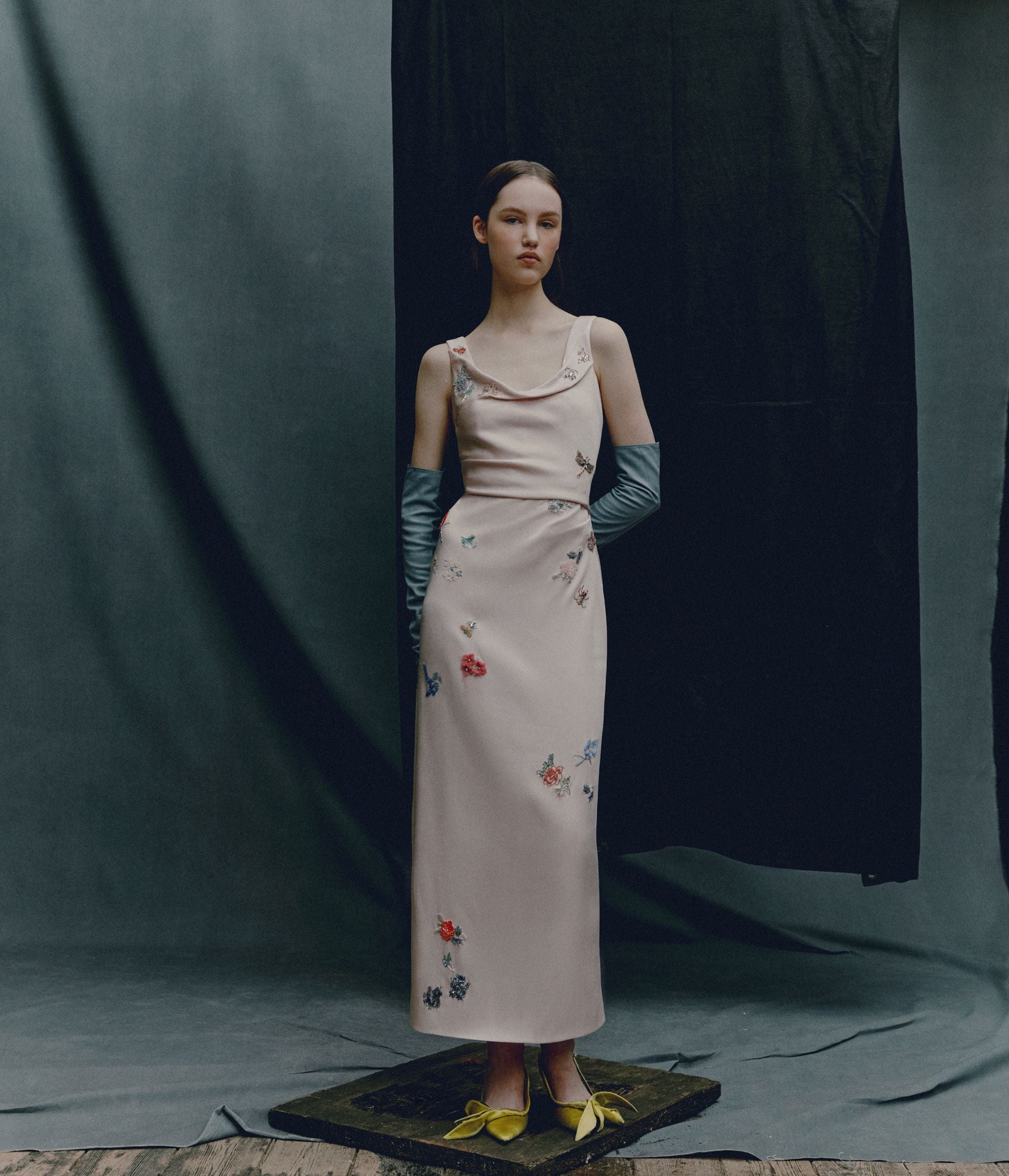 erdem evening dresses Embroidered Textured Satin Sleeveless Gown