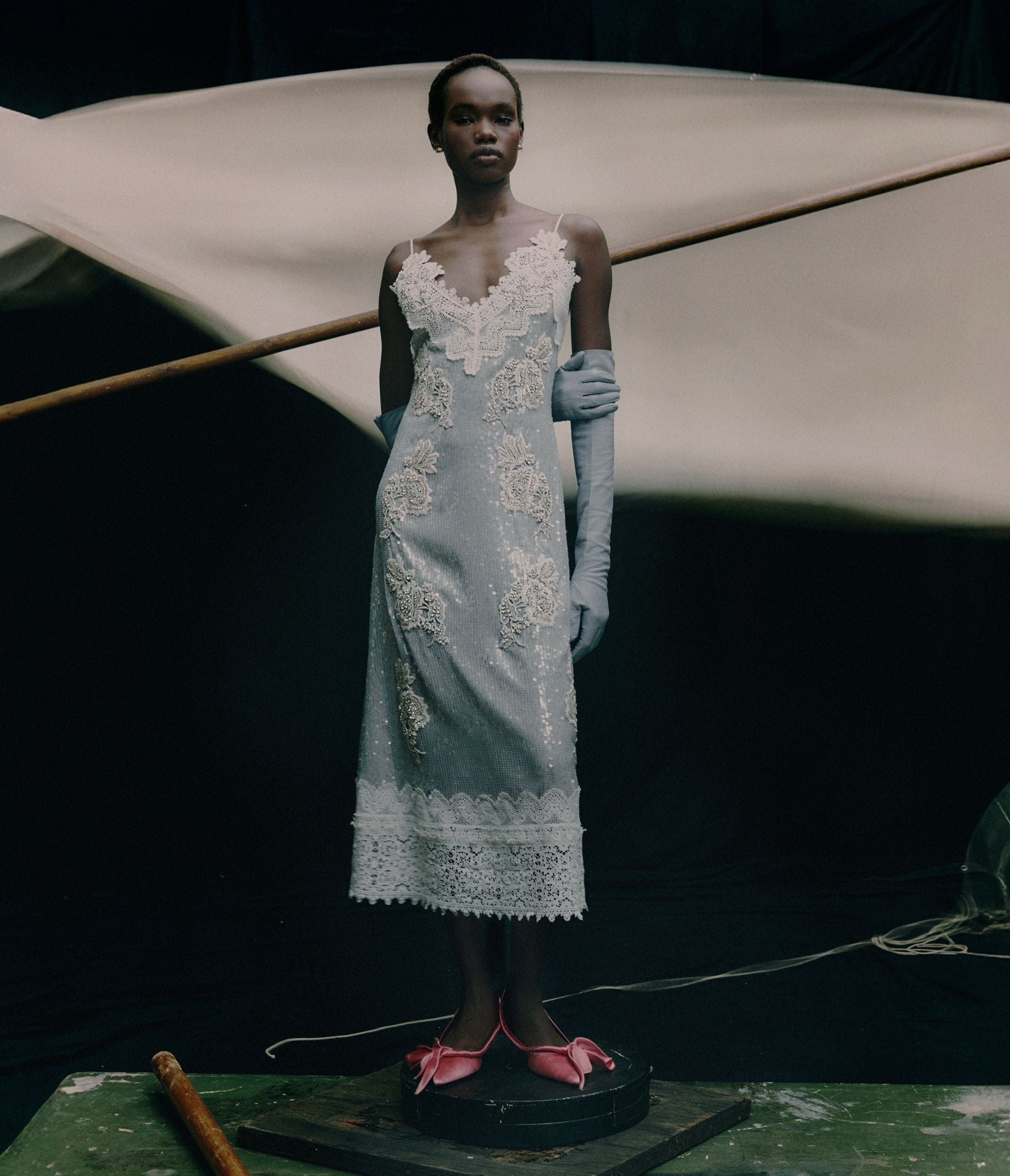 erdem embellished chiffon midi dress Erdem Austin Cape-effect Sequined Chiffon Midi Dress - Women - Ivory Dresses