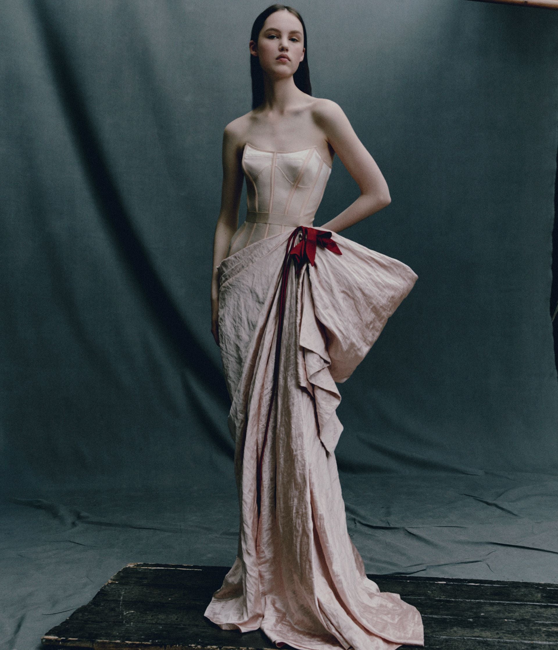 Embroidered Textured Satin Sleeveless Gown Embroidered Textured Satin Sleeveless Gown