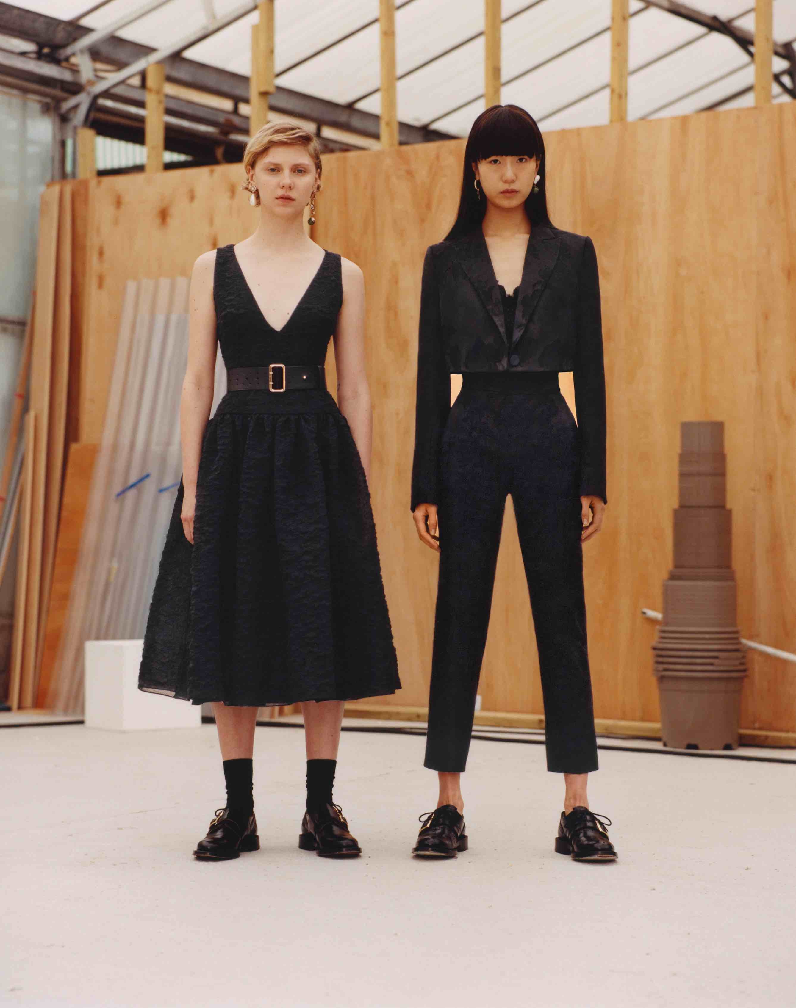 Black Cropped Single Breasted Wool Jacket ERDEM® Official Store