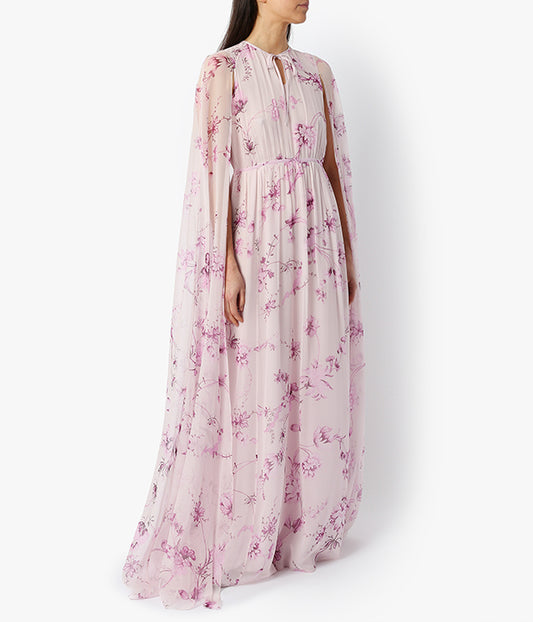Kenley Laurenson Pink Silk Cape Gown