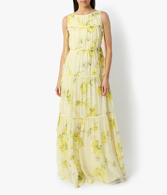 Isla Yellow Floral Silk Gown