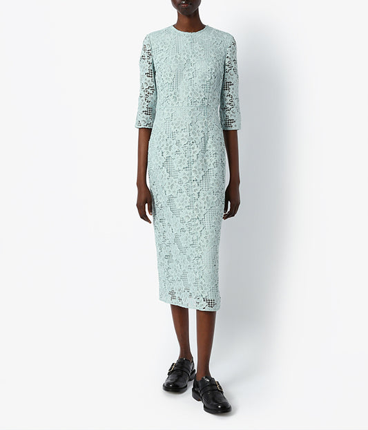 Fiora Collaged Sky Blue Lace Dress