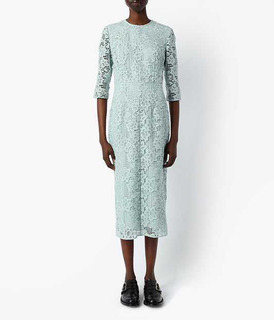 Fiora Collaged Sky Blue Lace Dress