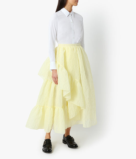 Marganita Organza Cloque Yellow Ruffle Skirt
