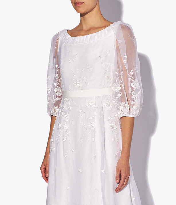 Floredice Luxury Wedding Dress with a flattering boatneck